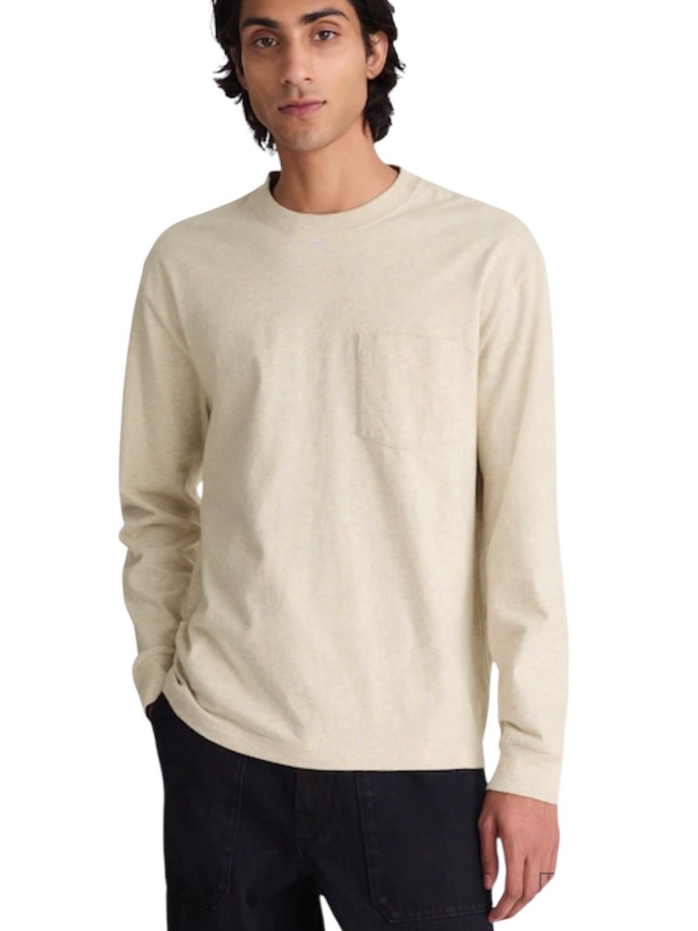 Madewell Men's The Long-Sleeve Vintage Pocket Soft Cream Cotton NWT Size Large